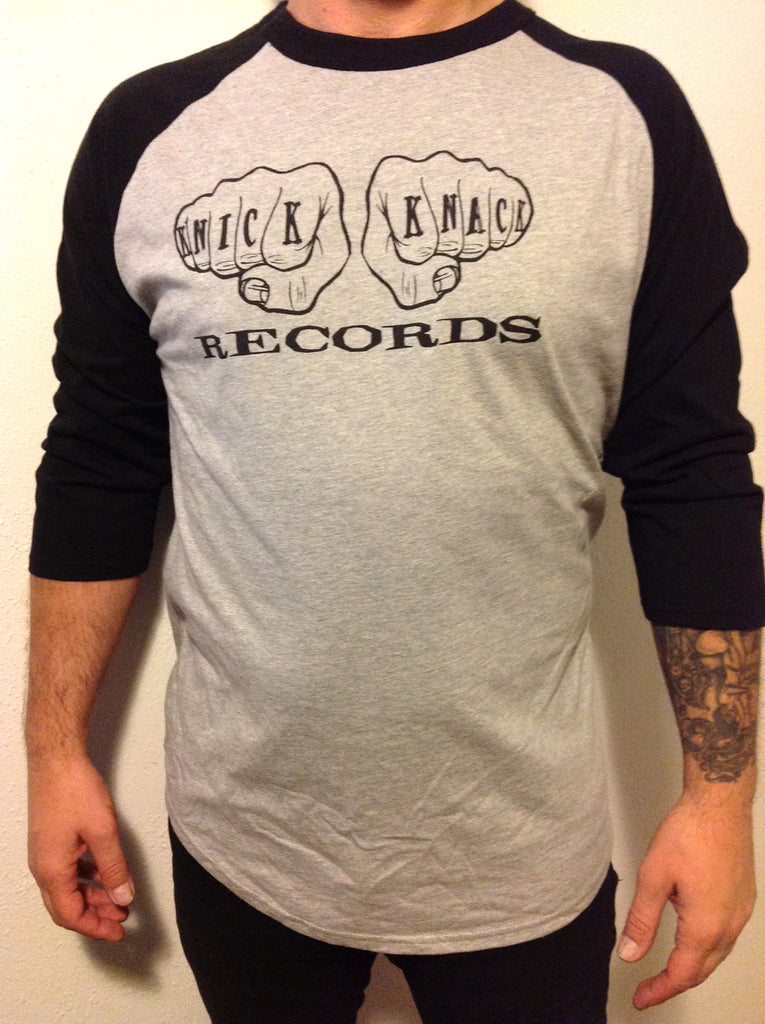 Knick Knack Records 12 Fingers of Doom mens baseball shirt